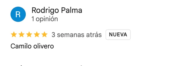 Reseña Google de Rodrigo Palma sobre Camilo Olivero